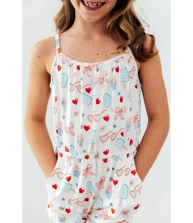 Mila & Rose Red, White & Sweet Strappy Play Romper