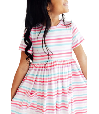Mila & Rose Pastel Stripes S/S Pocket Twirl Dress