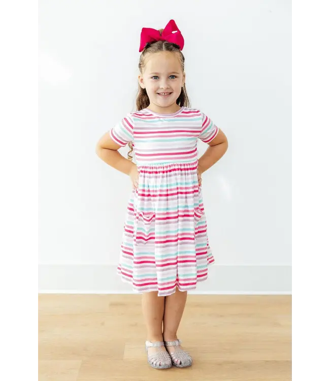 Mila & Rose Pastel Stripes S/S Pocket Twirl Dress