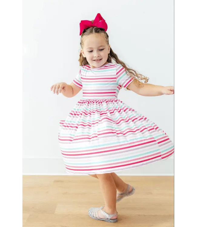 Mila & Rose Pastel Stripes S/S Pocket Twirl Dress