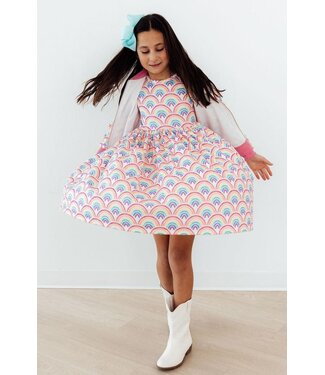 Mila & Rose Watercolor Rainbows S/S Twirl Dress