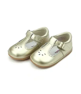 L'amour Shoes Dottie Gold Scalloped Mary Jane