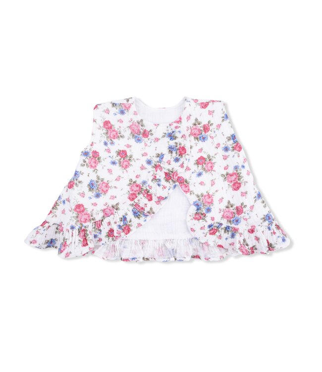 Angel Dear White Cabbage Roses Ruffle Back Top & Bloomer