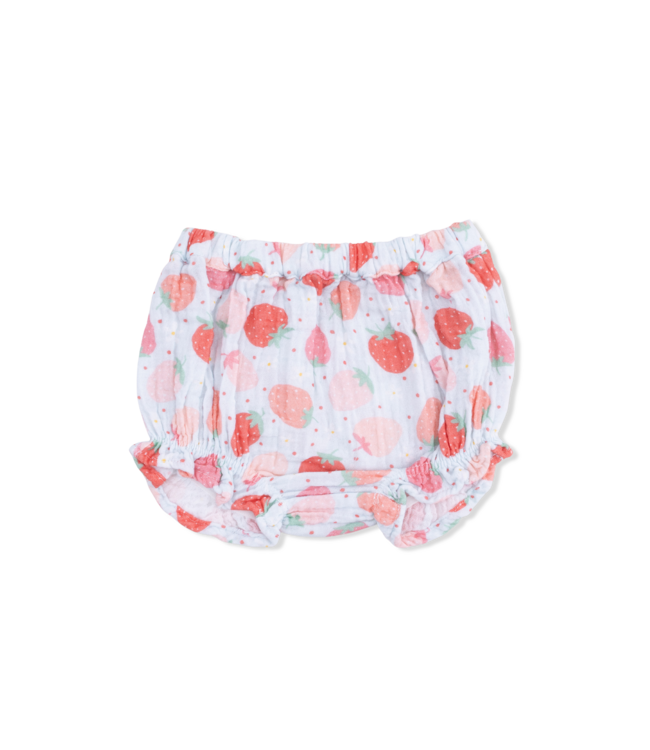 Angel Dear Blue/Red Strawberry Bliss Ruffle Back Top & Bloomer Set