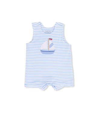 Angel Dear White/Blue Bubbly Sailboat Stripe Sleeveless Jon Jon