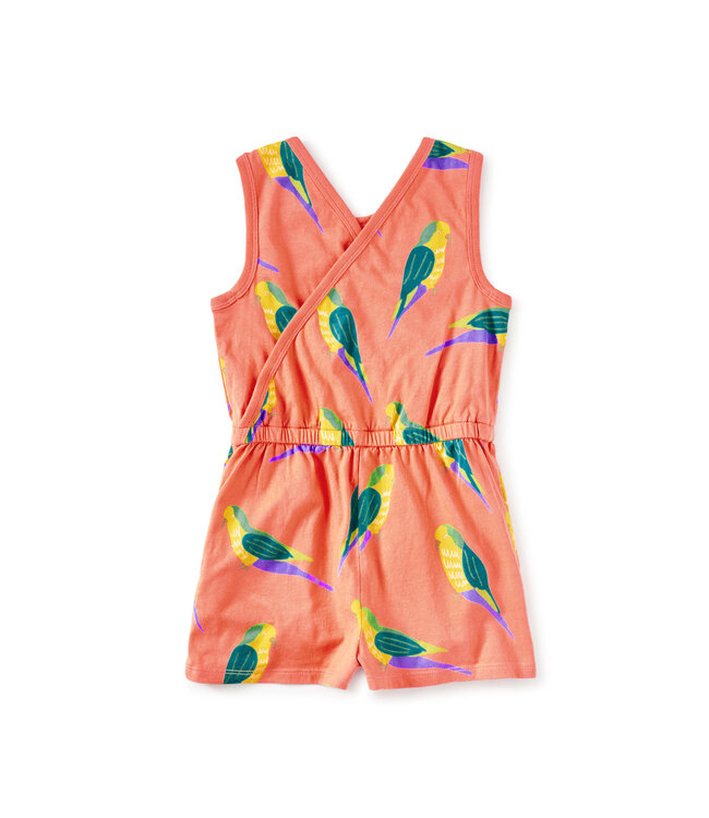 Tea Collection Monk Parakeet Reversible Wrap Romper