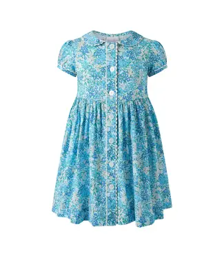 Rachel Riley Blue Floral Button Front Dress