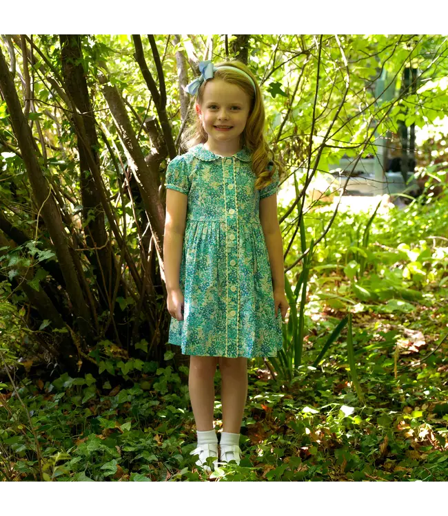 Rachel Riley Blue Floral Button Front Dress