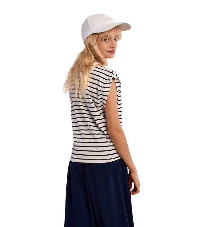 Molly Bracken White/Navy Blue S/S Knit Tee