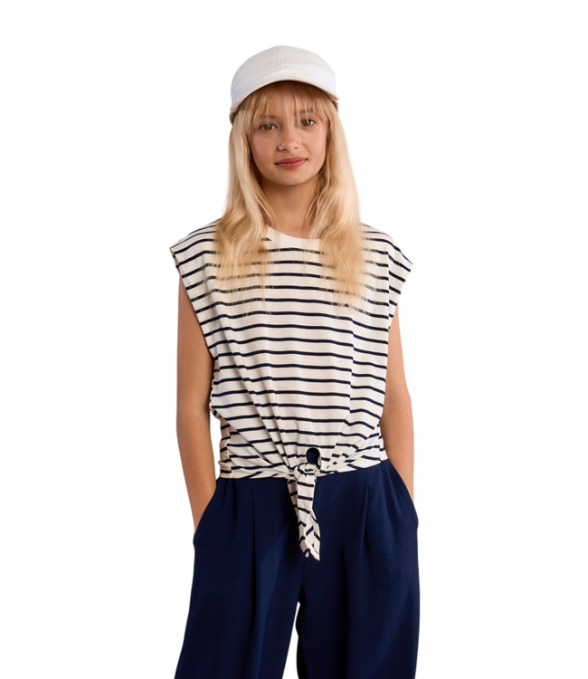 Molly Bracken White/Navy Blue S/S Knit Tee