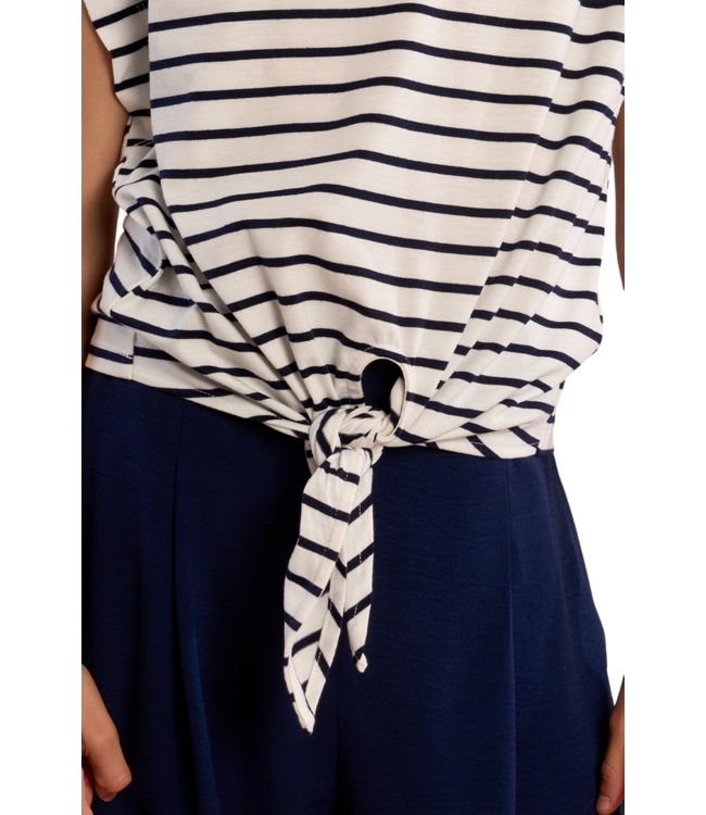 Molly Bracken White/Navy Blue S/S Knit Tee