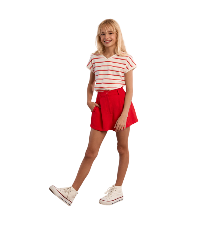 Red Woven Shorts