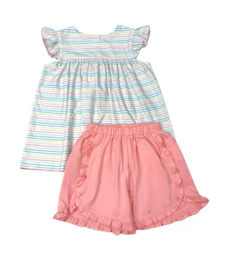 Whimsy Bay Pastel Penny Stripe Flutter Short Set