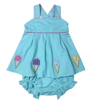 Whimsy Bay Ice Scream For Ice Cream Applique Bloomer Set