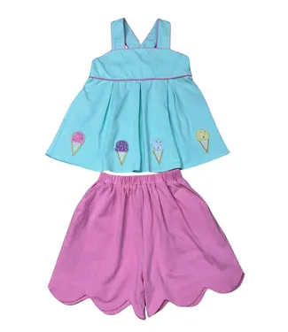 Whimsy Bay Ice Scream For Ice Cream Applique Short  Set