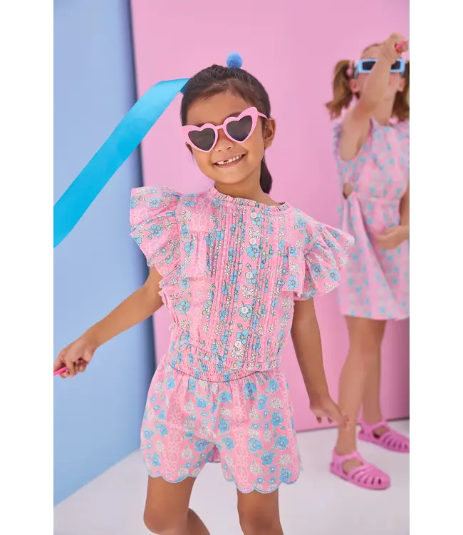 Spring Marguerite Floral Shirred Shorts