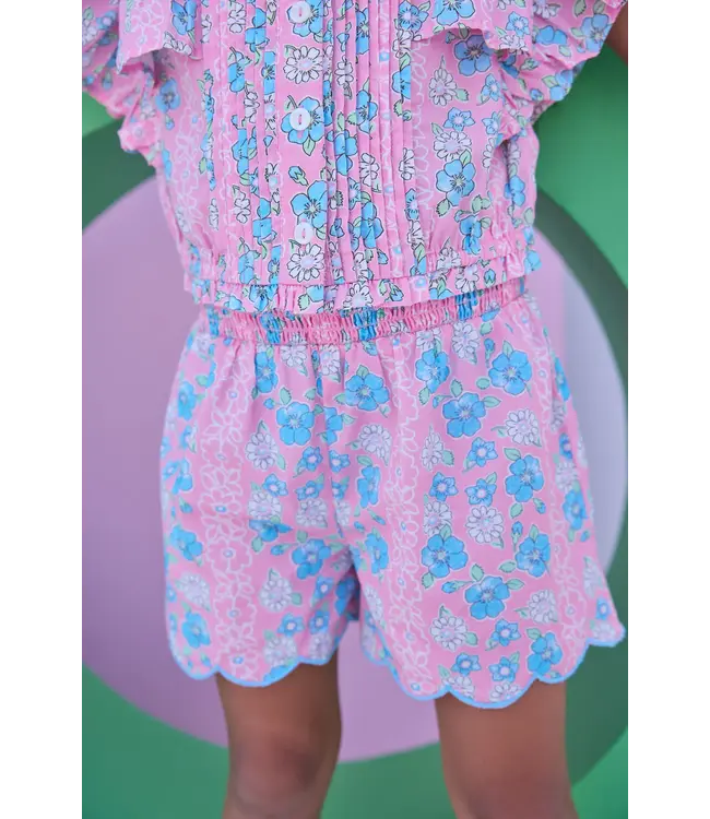 Spring Marguerite Floral Shirred Shorts