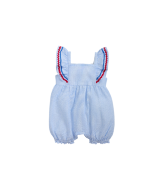 Magnificent Baby Seersucker Stripe Flutter Sleeve Romper
