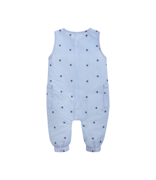 Seersucker Stripe Stars Sleeveless Romper