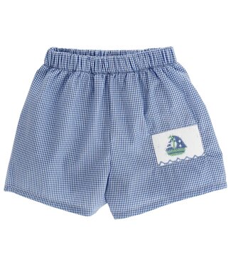 Bailey Boys Smocked Sailboat Swim Trunks