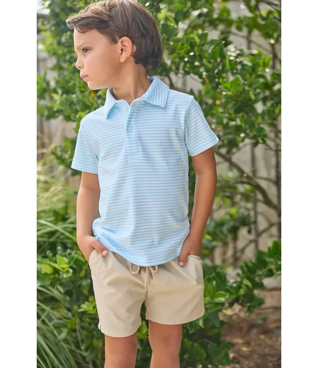 Little English Sky Stripe S/S Polo