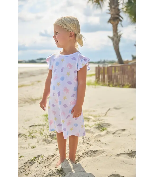 Little English Sea Shells Angel Sleeve Dress