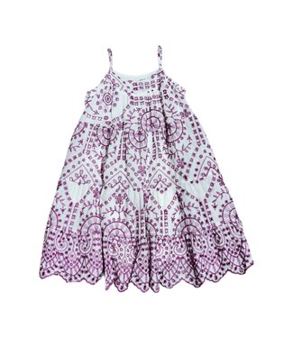 Hayden Purple Eyelet Embroidered Scallop Hem Tank Dress