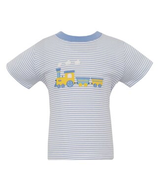 Claire & Charlie Blue/White Stripe Knit Train Tee