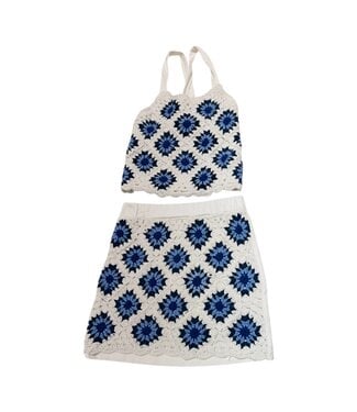 Joyous & Free Blue/White Crochet Set