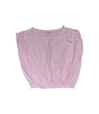 Tenly Pink Guava Cotton Jersey Shoulder Pleat Tank