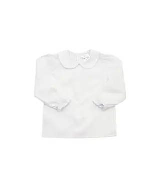 White Woven Picot Collar Long Sleeve Shirt