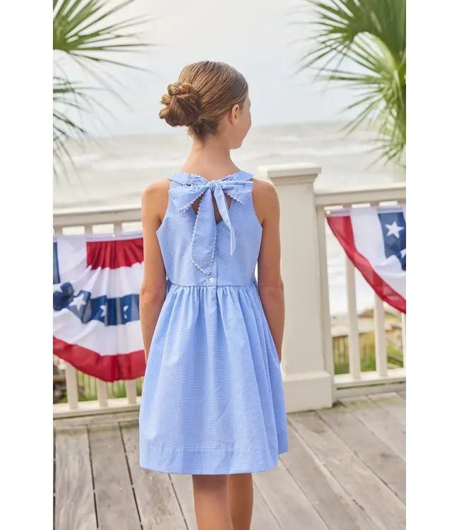 Royal Gingham Bow Back Dress