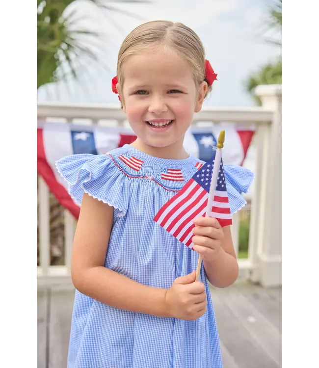Little English Flags Smocked Bishop Dress