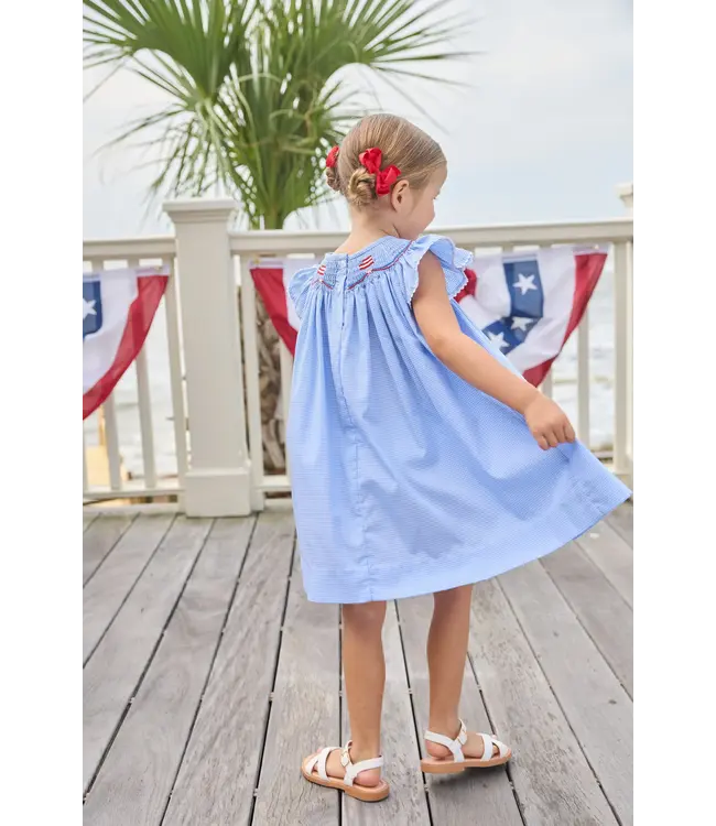 Little English Flags Smocked Bishop Dress