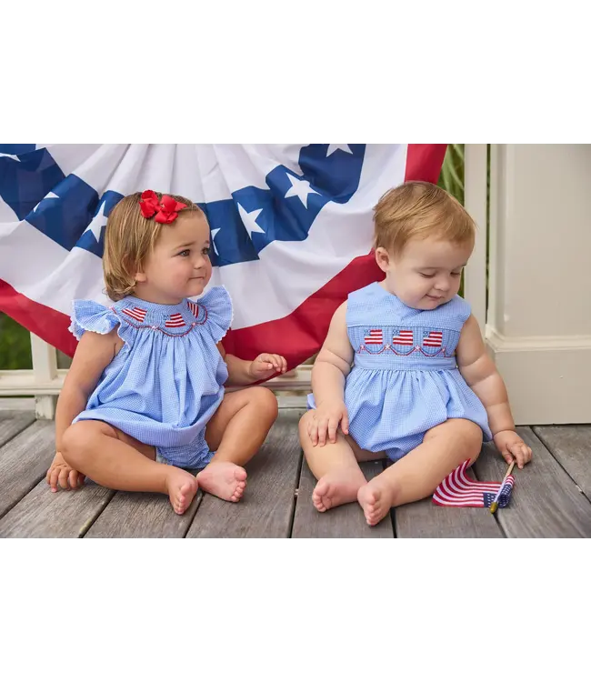Little English Flags Smocked Apron Bubble