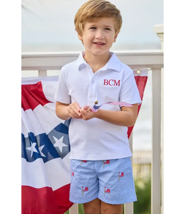 Little English Flags Embroidered Short