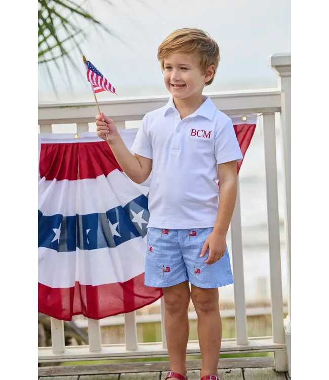 Little English Flags Embroidered Short