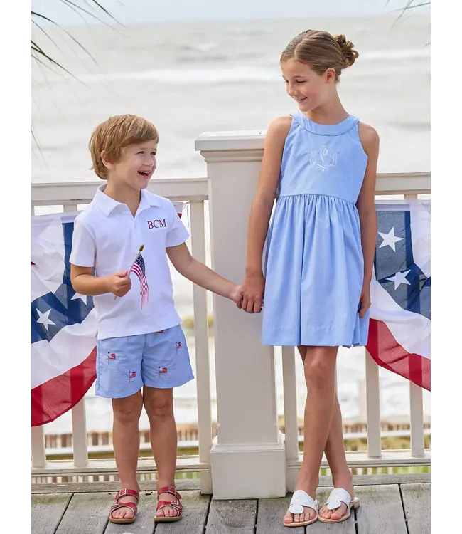 Little English Flags Embroidered Short
