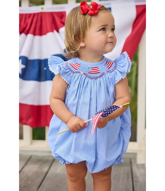 Little English Flags Smocked Bishop Bubble