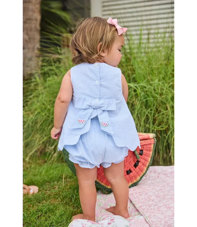 Little English Watermelon Embroidered Bow Back Bloomer Set
