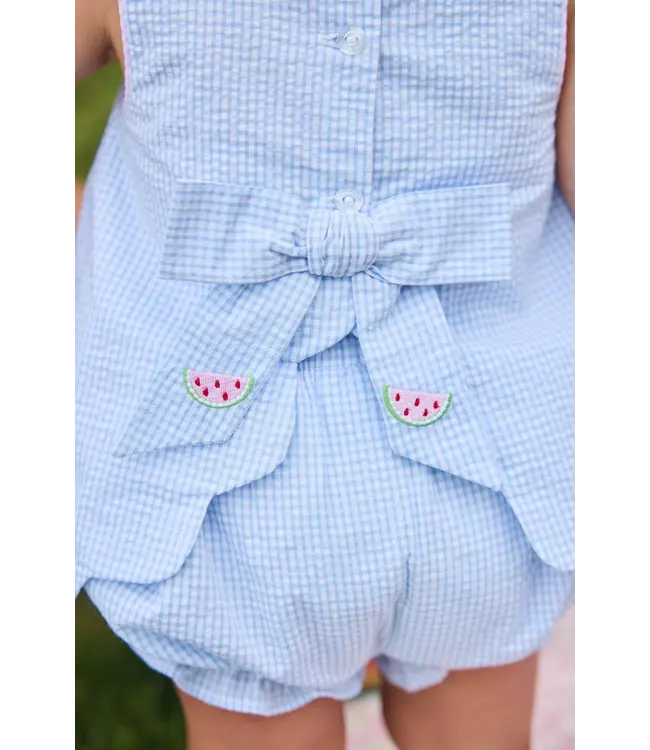 Little English Watermelon Embroidered Bow Back Bloomer Set