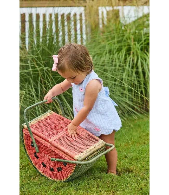 Little English Watermelon Embroidered Bow Back Bloomer Set