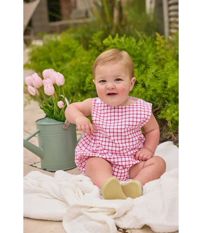 Little English Red Windowpane Louis Sunsuit