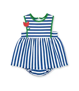 Florence Eiseman Stripe Knit Romper with Tulip