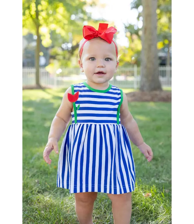 Florence Eiseman Stripe Knit Romper with Tulip