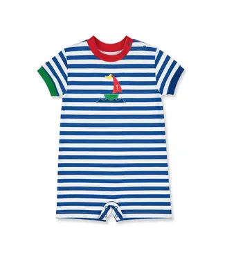Florence Eiseman Stripe Knit Shortall with Sailboat