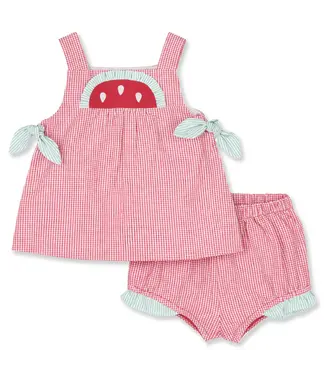 Florence Eiseman Check Seersucker Dress & Bloomer with Watermelon