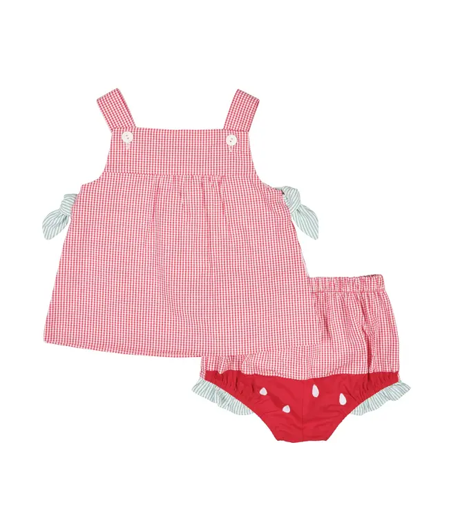 Florence Eiseman Check Seersucker Dress & Bloomer with Watermelon