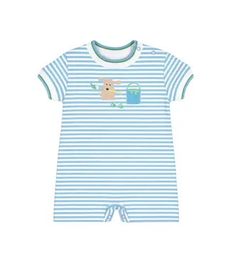 Florence Eiseman Stripe Knit Shortall with Painting Dog