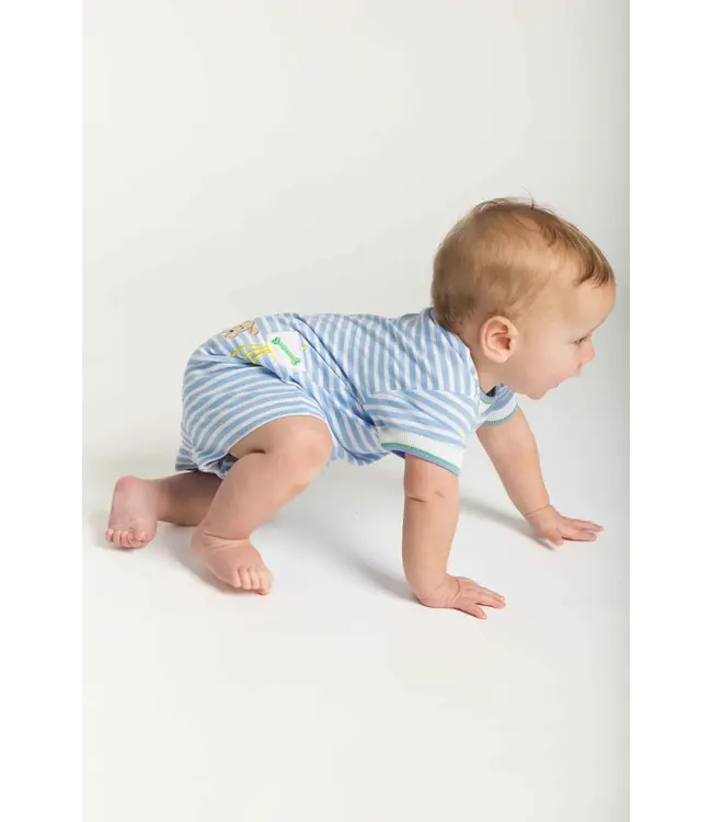 Florence Eiseman Stripe Knit Shortall with Painting Dog